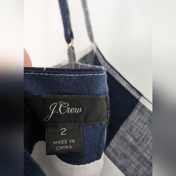 J. Crew Linen Wide Leg Belted Jumpsuit Size 2 Plaid - Picture 4 of 5